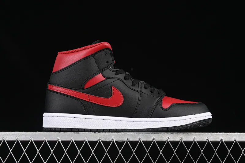 All categories Air Jordan Jordan series basketball shoes Air Jordan 1 Mid Air Jordan 1 Mid AJ1 Joe 1 black and red mid-top cultural and casual sneakers DQ8426-067